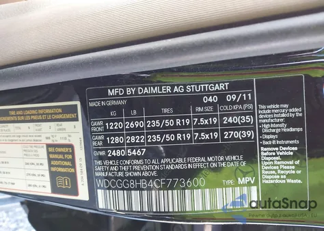 2012 Mercedes-Benz Glk 350 4Matic из США, поврежденный, VIN WDCGG8HB4CF773600